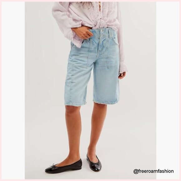 Denim Barrel Shorts Low Rise Baggy Bermuda Casual Summer Pant - Picture 6 of 6